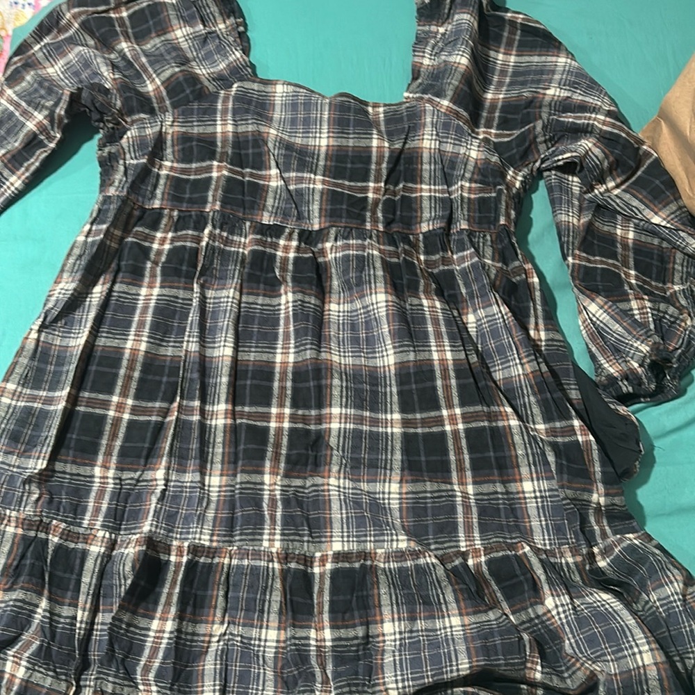 Long sleeve plaid dress